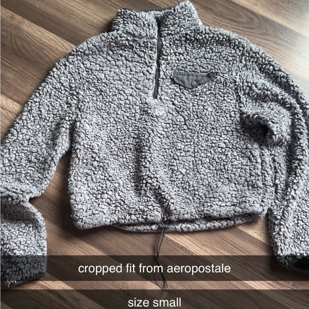 Aeropostale Charcoal Sherpa Half-Zip Pullover